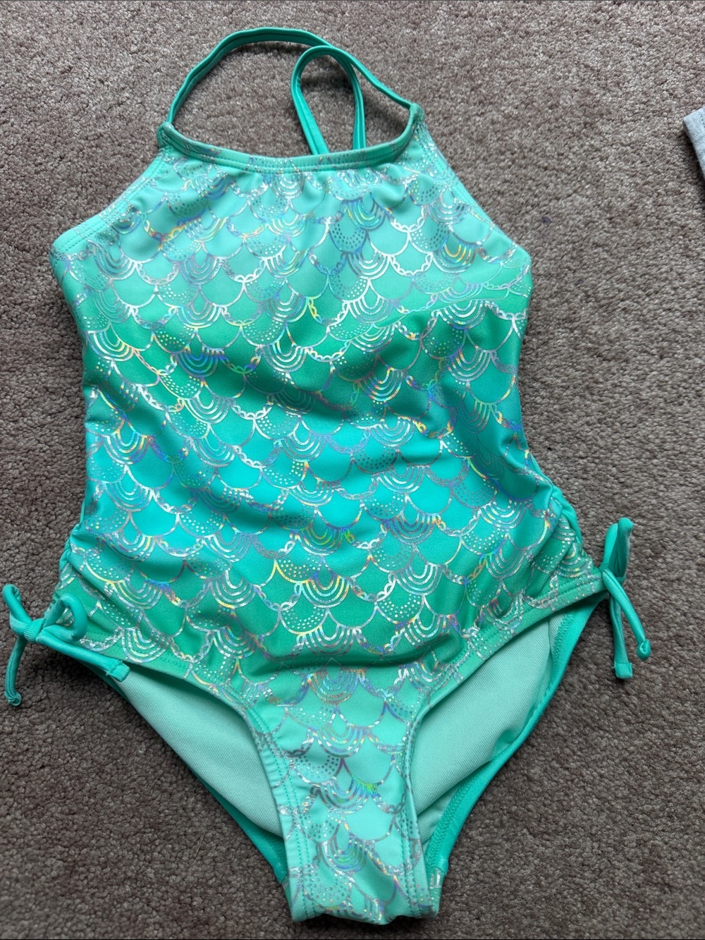 Cat & Jack Teal Mermaid-Scale One-Piece Swimsuit